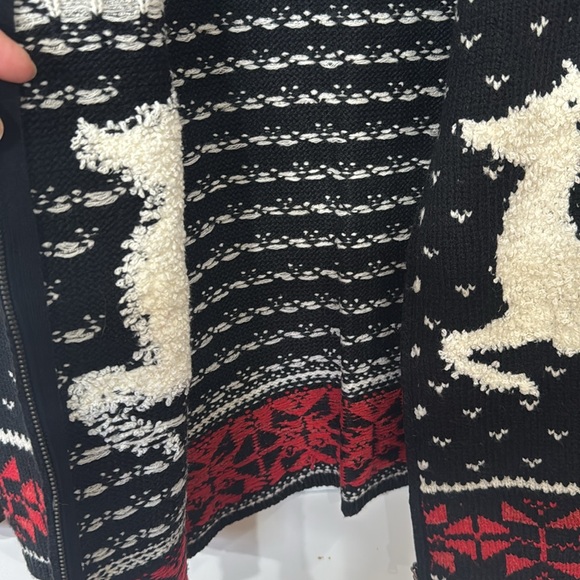 J. JILL CHRISTMAS REINDEER FAIR ISLE INTARSIA ZIP CARDIGAN SWEATER X SMALL - Picture 9 of 9